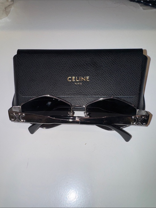 Celine metal triomphe Silver Frame Sunglasses with Black Lenses 54MM geometric main image 6